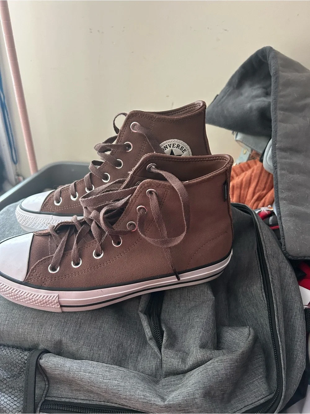 Brown High-Top Canvas Sneakers - women’s  Casual Shoes